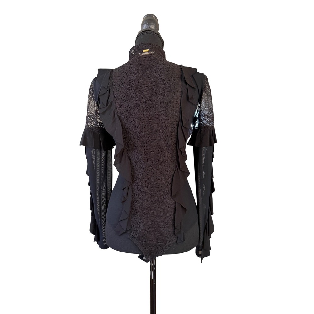 For Love & Lemons Lace Ruffle Keyhole Long Sleeve Bodysuit Size S Whimsigoth - Picture 2 of 10